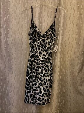 Leopard Print Velvet Dress - Black & White